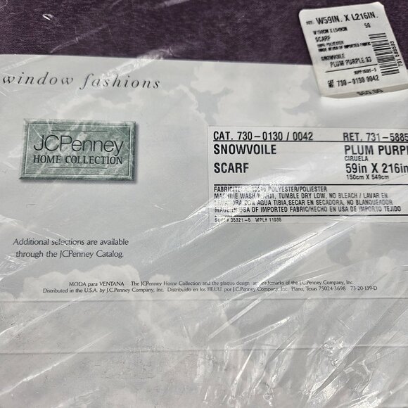 JCPenney Home Collection Snowvoile Scarf Plum Purple Window Valance 59x216 USA - Picture 5 of 6